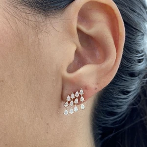 14K Rose Gold Chandelier Earrings 1.1ct Pear Lab-Created Diamond F/VS - Picture 1 of 6