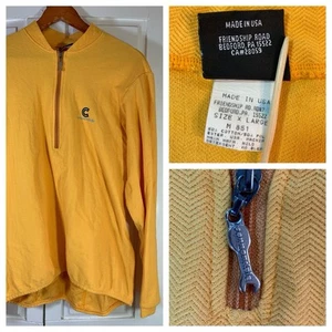 Cannondale Maglia Ciclismo Uomo XL Extra Large 1/4 Zip Manica Lunga Made USA Giallo - Foto 1 di 15