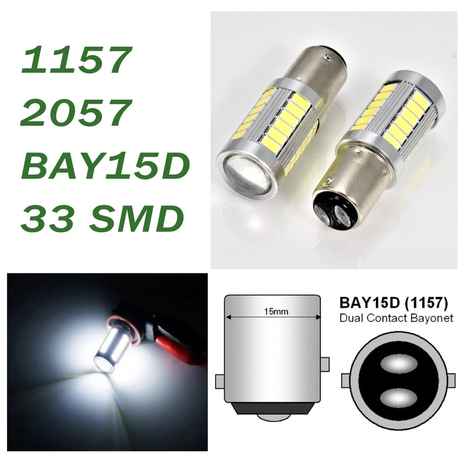 Luz de estacionamiento blanca 1157 2357 3496 7528 BAY15D 33 SMD bombilla LED A1 se adapta a Acura L Foto 1 de 1