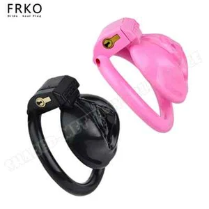 Pink Black Lightweight Chastity Cage Device With 4 Rings Lock For Male To Female - Picture 1 of 20