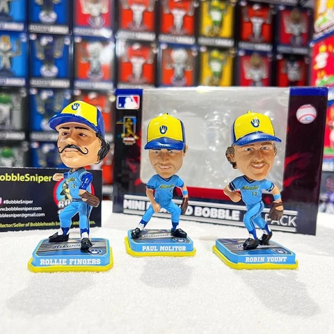 PAUL MOLITOR ROBIN YOUNT ROLLIE FINGERS Milwaukee Brewers Mini MLB Bobblehead Cover