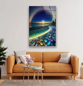 Arte de pared de vidrio con piedras transparentes de colores - Imagen 1 de 8
