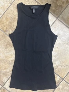 White House Black Market Black Stretch Ribbed Stitch Detailed Tank Top Size XS - Picture 1 of 7