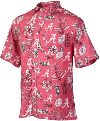Wes and Willy Mens College Hawaiian Shirt Vintage Floral (Schools A-M) Cover