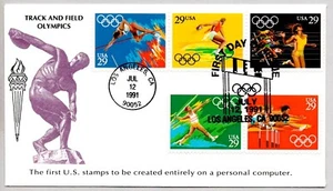 #2553-2557 OLYMPICS TRACK AND FIELD FDC, DISCUS, HURDLES, JAVELIN, POLE VAULT - Picture 1 of 1