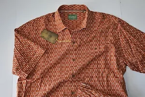 Tommy Bahama Silk Camp Shirt Caracus Check Shrimp Orange SS New Large L - Picture 1 of 4
