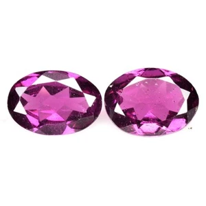 1.551 Ct & 7x5x2.5mm_ PURPLE PINK NATURAL RHODOLITE GARNET OVAL CUT 2P GEMSTONES - Imagen 1 de 12