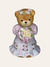 Enesco Lucy & Me Lucy Rigg - Sweet 16 Bear In Dress W/Flowers 1990 Signed