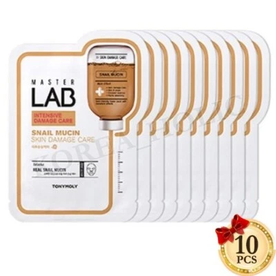 TONYMOLY Master Lab Mask Sheet 19g 10pcs Snail Mucin Facial Mask Sheets - Image 1 of 4