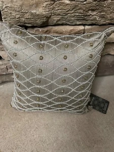 New with Tags Rizzy Home Taupe Geometric Pillow Square 12 x 12 Zipper - Picture 1 of 3