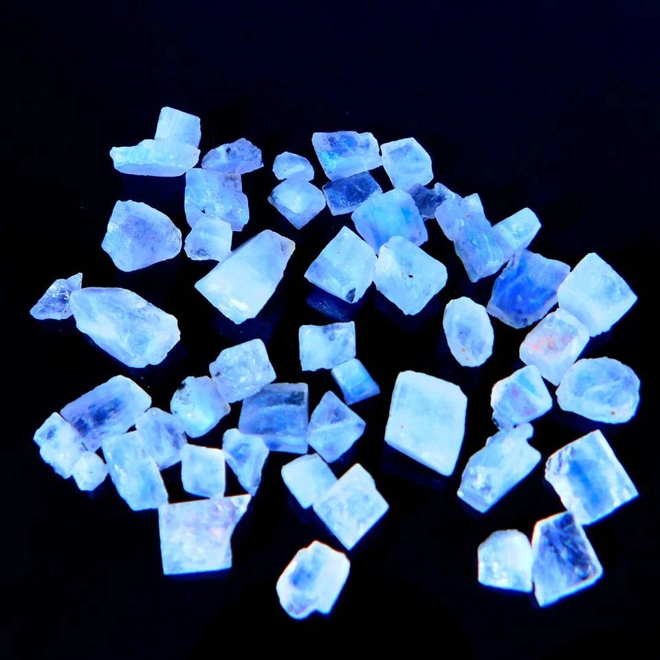 100% Natural White Blue Moonstone Collecton Fact Rough Loose Gemstone - Image 1 of 4