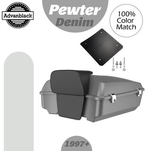 Paquete de viaje Advanblack Pewter Denim Rushmore Chopped para Harley/Softail 97+ - Imagen 1 de 13