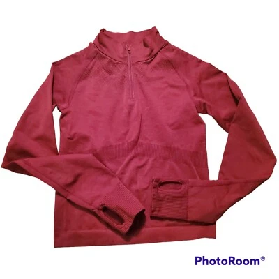 Top corto Victorias Secret rojo ROSA activo 1/4 cremallera agujeros para el pulgar talla XS/S  Foto 1 de 4