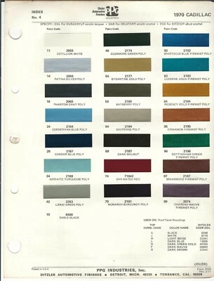 1970 1971 A 1974 1975 Cadillac Eldorado Deville Fleetwood Sevilla virutas de pintura Foto 1 de 4