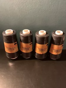 4 Big Spools Overlock Thread Polyester #2002 BLACK 3000 yards each - Picture 1 of 3