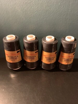 4 Big Spools Overlock Thread Polyester #2002 BLACK 3000 yards each - Image 1 of 3