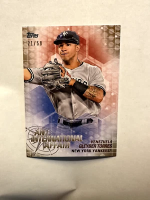 2018 Topps Chrome Update GLEYBER TORRES RC International Affair /50 Rookie Card  - Image 1 of 2