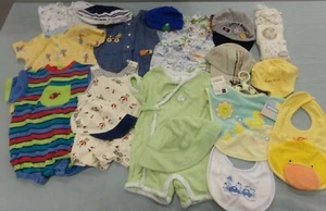 18 Piece Lot of 0-6 Months Baby Boy Outfits, Bibs, Hats and More - Picture 1 of 8