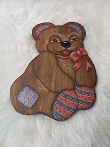 Vintage Bär Holz Wanddeko hängende Plakette Handarbeit 9,75 Zoll - Bild 1 von 4
