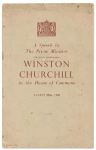 Winston Spencer CHURCHILL / Speech by the Prime Minister the Rt Hon Winston 1st - Imagen 1 de 1