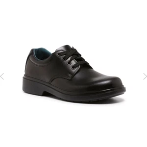 Clarks Daytona Junior Black Leather Lace Up Unisex Comfort Kids School Shoes - Picture 1 of 7