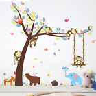 Huge Wall Stickers Monkey Animal Jungle Zoo Tree Nursery Baby Kids Room Decal