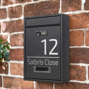 Personalised Wall Mounted Lockable Post Box with Key Secure Letterbox for Mail - Picture 1 of 10