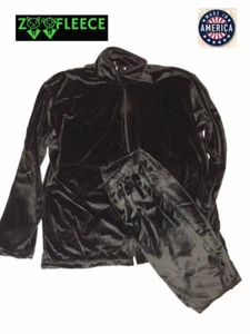ZooFleece Vintage Negro Para mujeres Terciopelo Liso Set Chaqueta Suéter Pantalones Cómodos S-M - Imagen 1 de 5