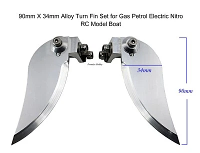 90mm x 34mm Alloy CNC Turn Fin Set for Gas Petrol Electric Nitro RC Model Boat - Image 1 of 3