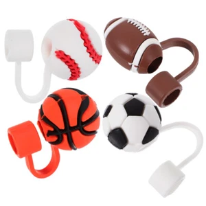 4 Pcs Straw Cap Cartoon Topper Drinking Straws Reusable Cover Caps - Picture 1 of 12