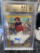 2019 Bowman Chrome Prospect Gold Shimmer Refractor /50 Matt Vierling Auto BGS9.5