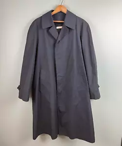 BROOKS BROTHERS 38R Mens Car Coat Overcoat Zip Out Wool Liner Dark Grey Vintage - Picture 1 of 15