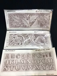 Lot Craftaid Leather Carving Design Templates Billfolds Wallet Horses Alphabet - Picture 1 of 5