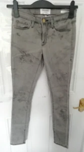 Frame Denim Jeans Size 27 Two Tone Grey Wash Le Skinny De Jeanne Pockets W28 L28 - Picture 1 of 10