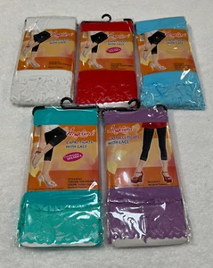 Medias Capri elásticas sin pies con dobladillo de encaje colores OS - Imagen 1 de 1