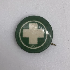 Antique 1921 Rare Green Cross Pin Button - Picture 1 of 4