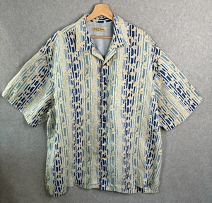 Tommy Bahama Shirt Mens 2XB Big Blue Floral Linen Hawaiian Tropical Beach Resort - Picture 1 of 10