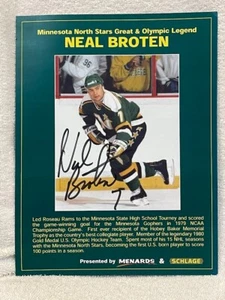 RARE Neal Broten #7 AUTOGRAPHED 8x10 Menards Promo Photo, Minnesota North Stars! - Picture 1 of 3