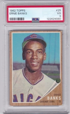 PD: 1962 Topps Baseball Card #25 Ernie Banks Chicago Cubs - PSA 3 - Image 1 of 2