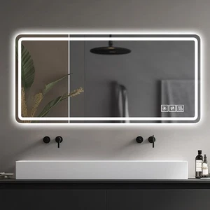 Espejo de tocador de baño LED 28""*60", antiniebla, regulable, vidrio templado irrompible - Imagen 1 de 17