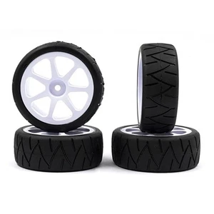 Rush Pre-Glued Radial 24X 7 Spoke 035BK Type Tire 4 pcs For 1/10 RC Touring Car - Picture 1 of 2