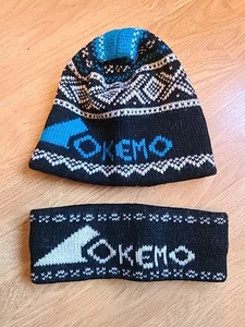 Smiley Wolle Stirnband Okemo Skigebiet schwarz & weiß Made Funken NV USA - Bild 1 von 14