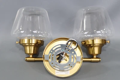 Iluminación de tocador de baño para escuela de vidrio transparente Essex hecha a mano 19518SB2, 2 luces Foto 1 de 4