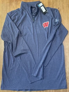 Neu mit Etikett Wisconsin BADGERS Under Armour Shirt Large L blau Football LS Pullover  - Bild 1 von 7