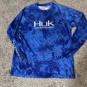 HUK Performance Angeln Langarmshirt Herren Medium Blue Camo Crew UPF 50 Qui - Bild 1 von 7