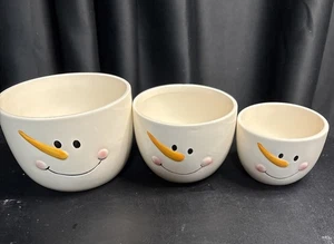 Weihnachten/Winter 3er Set Küche Kringles Schneemann Keramik Stapelschalen - Bild 1 von 9