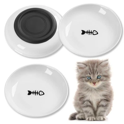 KITWINNEY Cat Food Bowls, Whisker Friendly Ceramic Cat Bowls with Nonslip Silicone Bott...