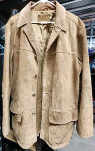VINTAGE J Crew Jacke Herren Large Braun Leder Wildleder Jacke Knopf E* - Bild 1 von 3