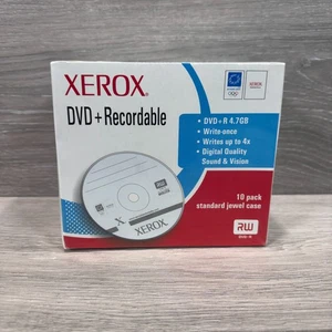 10 Pack Xerox DVD+R Recordable 4X  4.7GB , 4x Speed Standard Jewel case - Picture 1 of 4
