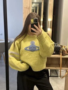 Vivienne Westwood red label rare knitted sweater baggy big logo yellow wmns M - Picture 1 of 13